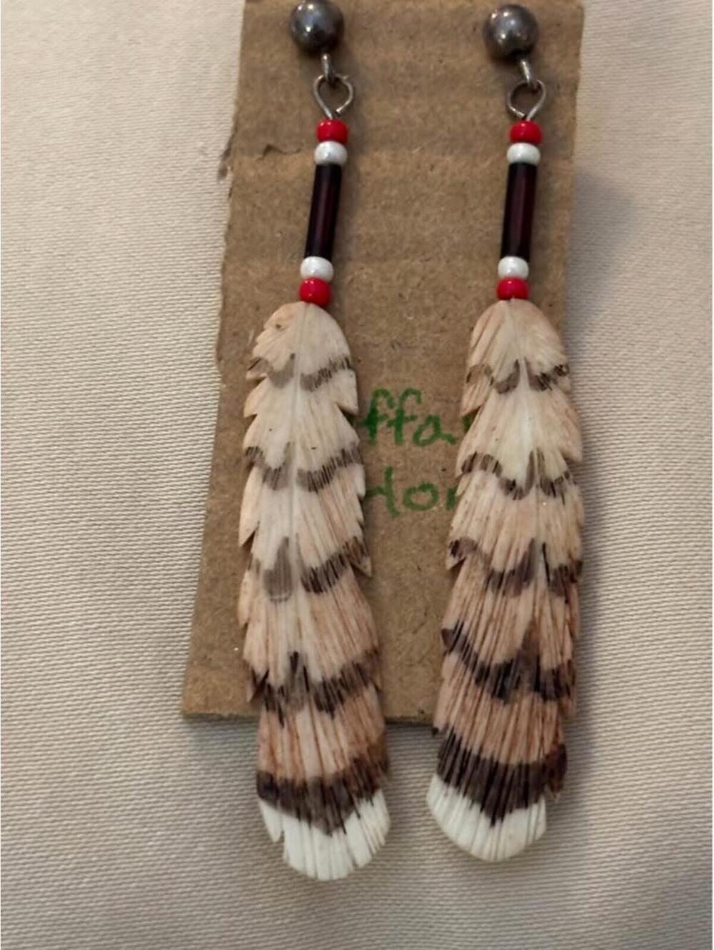 Handmade Buffalo Horn Feather Earrings